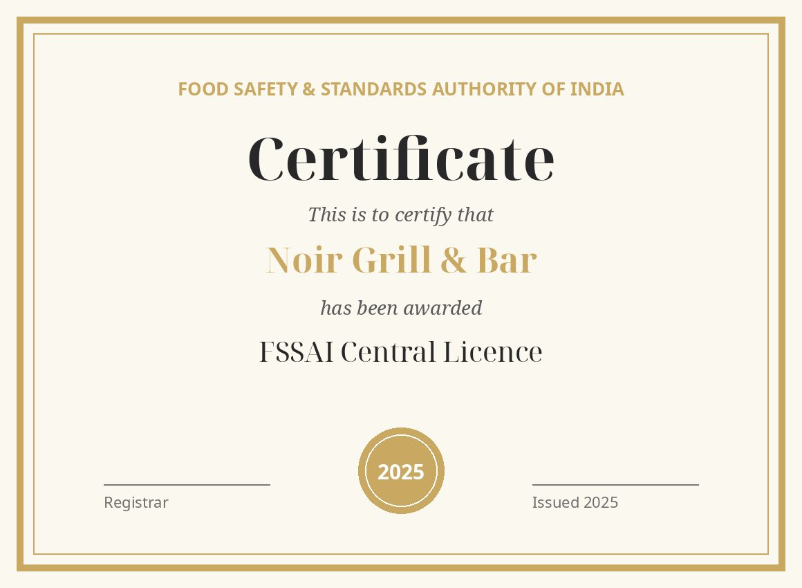 FSSAI Central Licence certificate