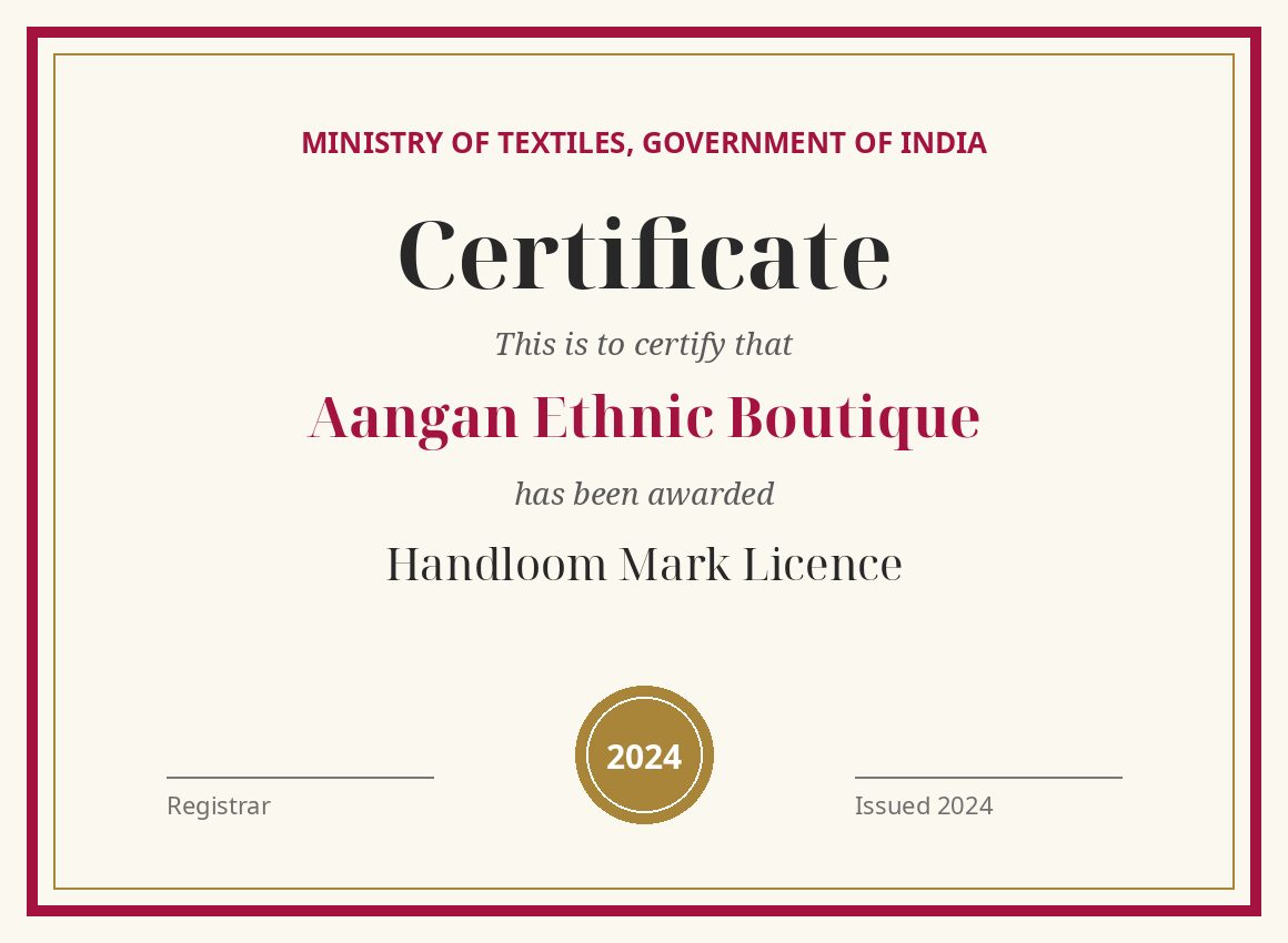 Handloom Mark Licence certificate