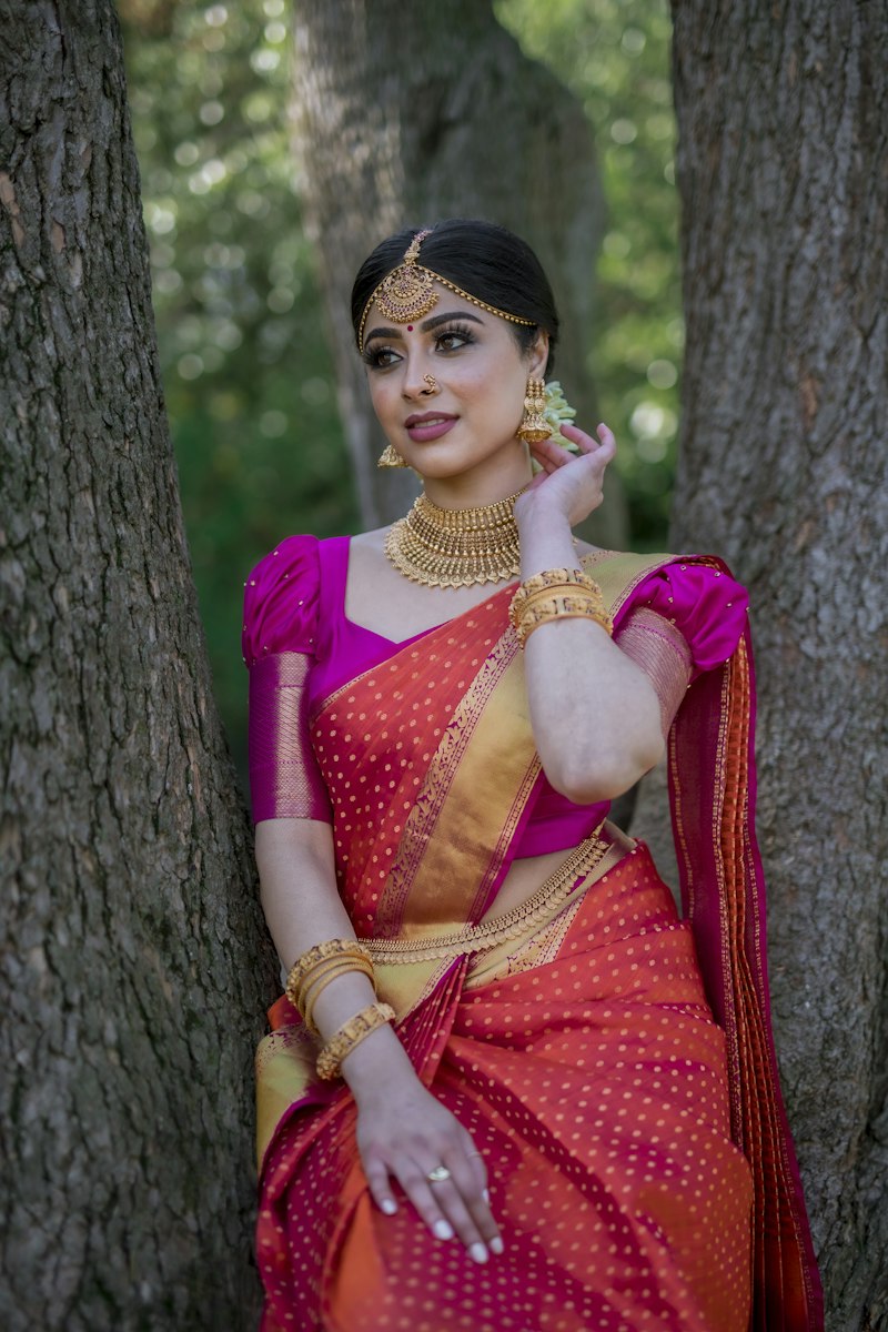 Kanjeevaram Silk Saree — Temple Border